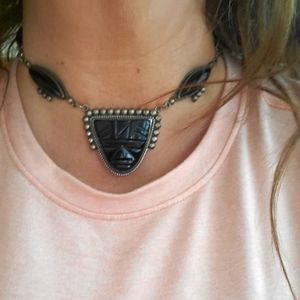 Onxy and Sterling Silver Choker